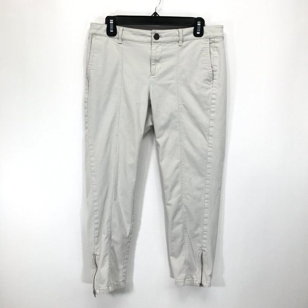J. Jill Cropped Ankle Zip Chino Pant Women's Size 8 Petite Stretch Casual Spring